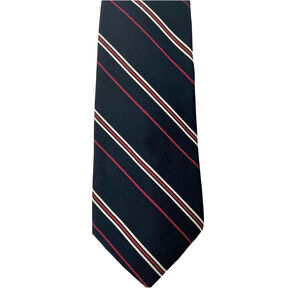 Tuli Mens Silk Tie Navy Blue Red White Diagonal Stripes 57 x 4 in USA